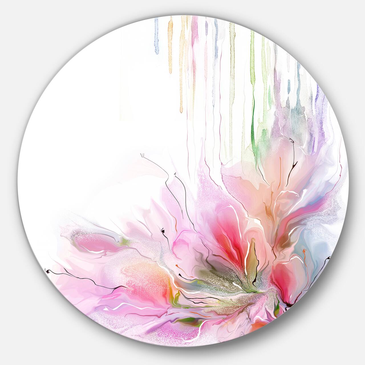 Designart - Floral Composition&#x27; Disc Floral Circle Metal Wall Art